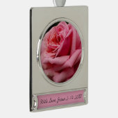 Rosa I Hübsche Blumenfotografie Banner-Ornament Silber (Rechts)