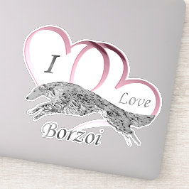 Rosa I Liebe Borzoi Die Vinyl Sticker schneiden