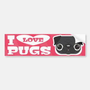 Rosa I LIEBE-MOPS-Autoaufkleber Autoaufkleber