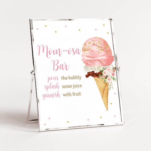 Rosa Ice Cream Baby Dusche Mama Osa Bar Poster