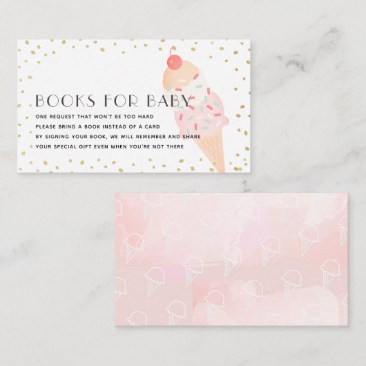 Rosa Ice Cream Gold Babydusche Buchungsanfrage Begleitkarte (Vorne/Hinten)