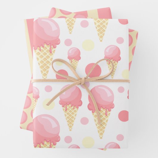 Rosa Ice Creme Cone Wrapping Paper Set Geschenkpapier Set (Beispiel)