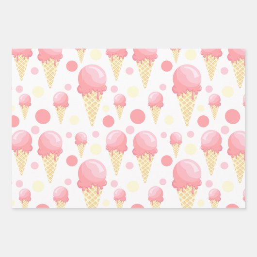 Rosa Ice Creme Cone Wrapping Paper Set Geschenkpapier Set (Vorderseite)