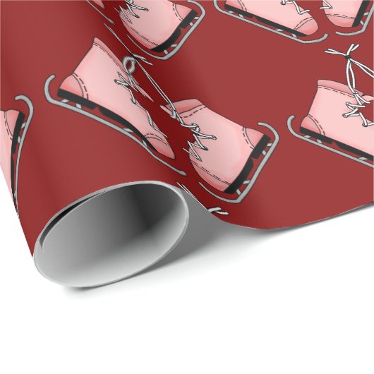 Rosa Ice-Skate Geschenkpapier (Rolleneckpunkt)
