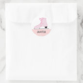 Rosa Ice Skaten-Design Runder Aufkleber (Tasche)