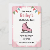 Rosa Ice Skaten Geburtstag Einladung (Vorderseite)