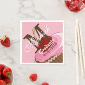 Rosa Iced Cherry Cupcake Monogram Napkins Serviette (Beispiel)