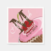Rosa Iced Cherry Cupcake Monogram Napkins Serviette (Vorderseite)