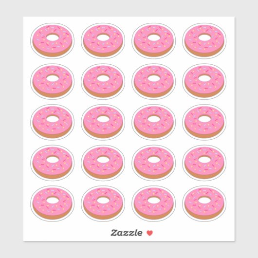 Rosa-Iced Donut Graphic Cutout Aufkleber (Blatt)