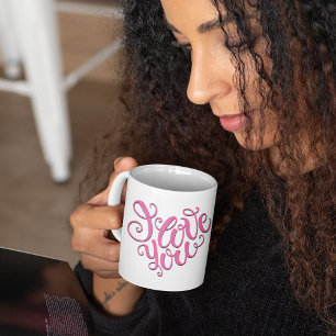 Rosa Ich liebe dich Kaffeetasse