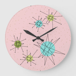 Rosa Iconic AtomSternexplosion-Acrylwand-Uhr Große Wanduhr