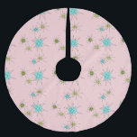 Rosa Iconic AtomSternexplosion-Baum-Rock Polyester Weihnachtsbaumdecke<br><div class="desc">Dieses rosa Iconic AtomSternexplosion-Baum-Rockmuster kennzeichnet iconic AtomSternexplosionen. Das ist recht! Die alte Schule, First Lady, den Rosa Hintergrund mit Goldtupfen färbte, ist- der perfekte Hintergrund für den vibrierenden Türkis, den beruhigenden Sellerie und farbigen die Kreise des kitschy Birnengrüns. Die Stellen der Farbe werden sporadisch in verschiedene Größen mit der Bedeckung...</div>