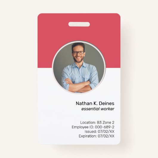 rosa ID | Mitarbeiter Foto ID Company Security Ausweis (Vorderseite)