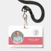 rosa ID | Mitarbeiter Foto ID Company Security Ausweis (Vorderseite mit Lanyard)