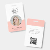 Rosa-ID | Modernes stylisches Foto Name Logo QR Ausweis (Vorder- & Rückseite)