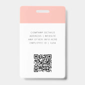 Rosa-ID | Modernes stylisches Foto Name Logo QR Ausweis (Rückseite)