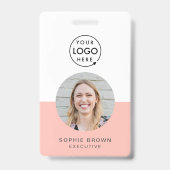 Rosa-ID | Modernes stylisches Foto Name Logo QR Ausweis (Vorderseite)