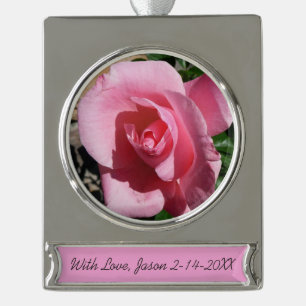Rosa III Garten Blumen Banner-Ornament Silber