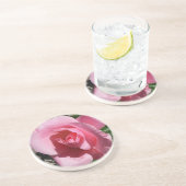 Rosa III Garten Blumen Sandstein Untersetzer (Seite)