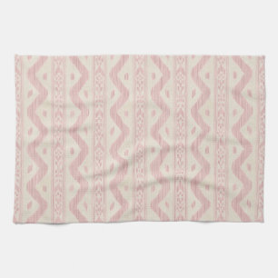 Rosa Ikat, cremefarbene gewebte Streifen Geschirrtuch