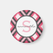 Rosa Ikat Monogram Magnet (Vorne)