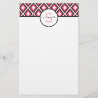 Rosa Ikat Monogramm Briefpapier