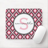 Rosa Ikat Monogramm Mousepad (Mit Mouse)