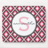 Rosa Ikat Monogramm Mousepad (Vorne)