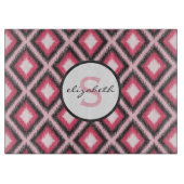 Rosa Ikat Monogramm Schneidebrett (Vorderseite)
