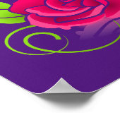 Rosa-Illustration im Lila Hintergrund Poster (Ecke)