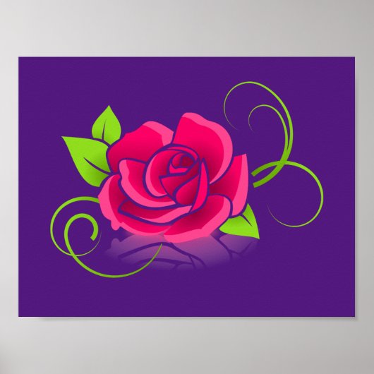 Rosa-Illustration im Lila Hintergrund Poster (Vorne)