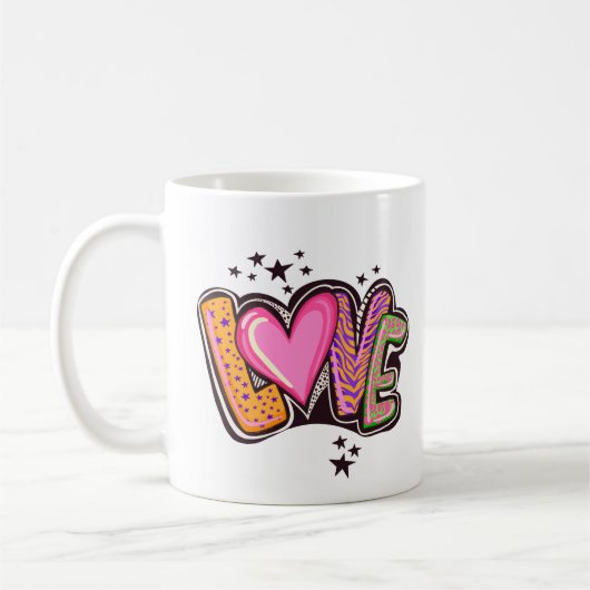Rosa Illustration Niedliche Liebe Valentinstag Tas Kaffeetasse (Links)