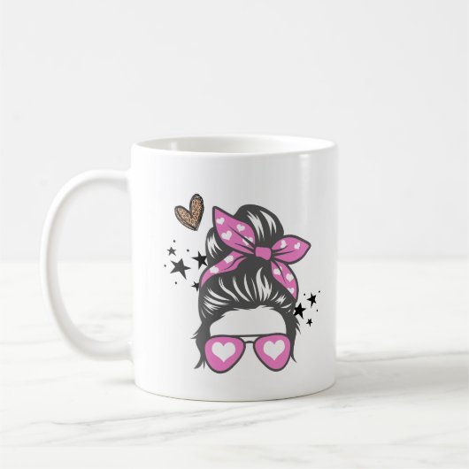 Rosa Illustration Niedliche Liebe Valentinstag Tas Kaffeetasse (Links)