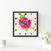 Rosa-Illustration Quadratische Wanduhr (Zuhause)