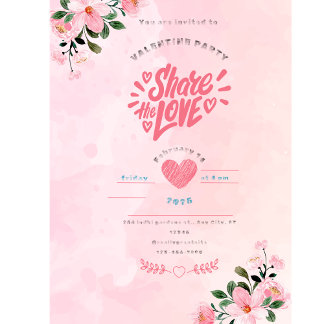 rosa Illustrationsvalentin-Tageskarte Einladung