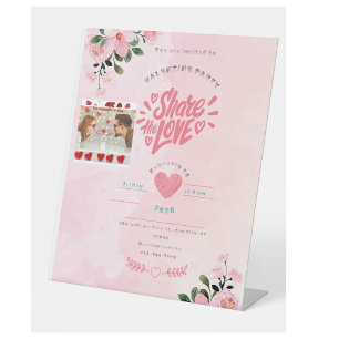 rosa Illustrationsvalentin-Tageskarte Sockelschild