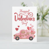 Rosa Illustriert Happy Valentines Day Einladung (Stehend Vorderseite)