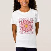 Rosa Illustrierte Blume Kinder T - Shirt (Vorderseite)