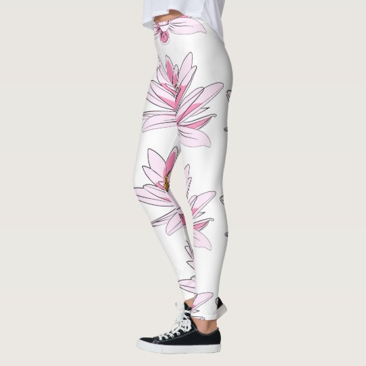Rosa Illustrierte Blume Leggings (Links)
