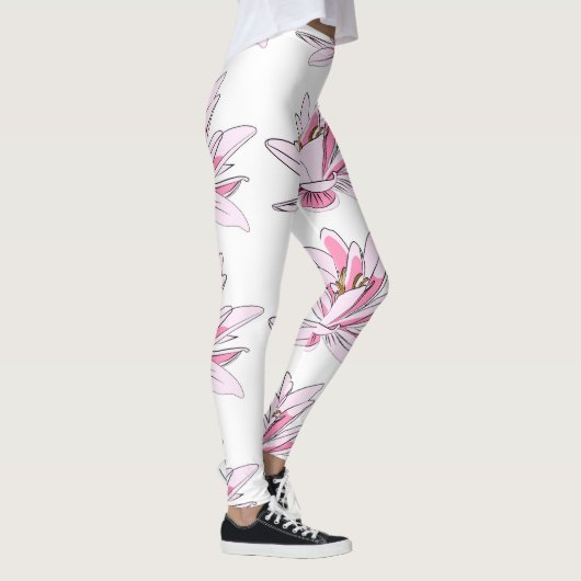 Rosa Illustrierte Blume Leggings (Rechts)