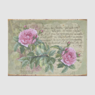 Rosa im Vintage-Stil, Insekt und Schrift Seidenpapier