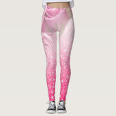 Rosa Imitat-funkelnd Glitzer-Rose für Frauen und Leggings (Vorderseite)