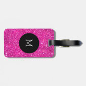 Rosa Imitat-Glitzer-Schein-Muster-Girly Monogramm Gepäckanhänger (Rückseite horizontal)