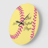 Rosa Imitat Glitzer Softball-Stifte Große Wanduhr (Winkel)
