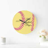 Rosa Imitat Glitzer Softball-Stifte Große Wanduhr (Zuhause)
