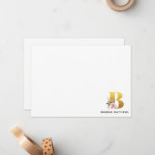 Rosa Imitat Gold Letter B Monogramm Name Mitteilungskarte (Vorderseite/Rückseite Beispiel)