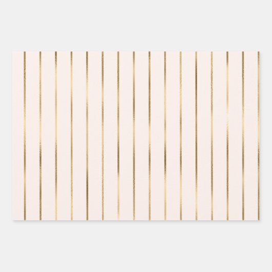 Rosa Imitat Gold Strip Muster Geschenkpapier Set (Vorderseite 3)