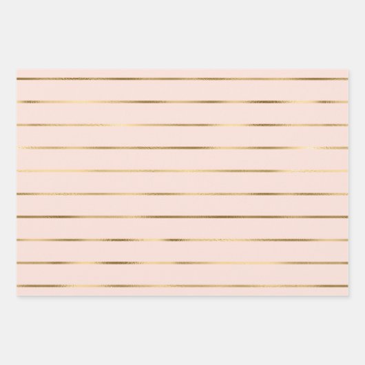 Rosa Imitat Gold Strip Muster Geschenkpapier Set (Vorderseite 2)