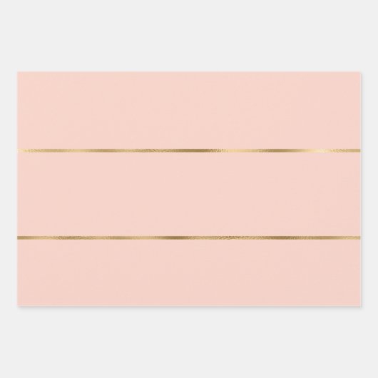 Rosa Imitat Gold Strip Muster Geschenkpapier Set (Vorderseite)