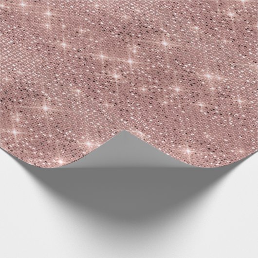 Rosa Imitat Rose Gold Glitzer Geschenkpapier (Ecke)